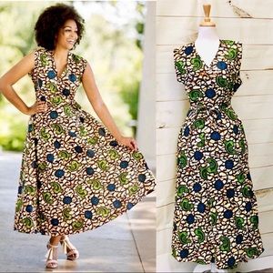 African print wrap dress